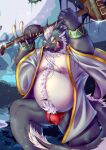  absurd_res anthro asian_mythology belly dragon east_asian_mythology eastern_dragon erhu father hi_res male motse mythology nipples overweight parent piao_miao slightly_chubby solo 