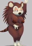  animal_crossing anthro big_breasts blush bodily_fluids breasts cleft_of_venus eulipotyphlan female freckles fur genital_fluids genitals hedgehog hi_res honeymono mammal nintendo nipples nude peeing pussy sable_able simple_background slightly_chubby smile solo urine urine_on_ground urine_on_legs urine_stream video_games watersports 