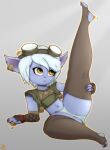  absurd_res alq camel_toe clothing eyewear eyewear_on_head female frown goggles goggles_on_head gradient_background hand_on_leg hand_on_thigh hi_res humanoid humanoid_pointy_ears league_of_legends legwear not_furry panties raised_leg riot_games simple_background solo thigh_highs tristana_(lol) underwear video_games yordle 