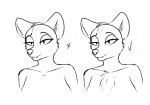  2021 anthro breasts canid canine chest_tuft digital_media_(artwork) eyebrows eyelashes fangs female hi_res line_art mammal narrowed_eyes simple_background sketch solo stargazer tuft white_background 