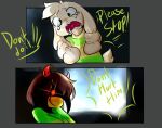  2019 ambiguous_gender anthro asriel_dreemurr bodily_fluids boss_monster bovid caprine clothed clothing comic crying deltarune dialogue digital_media_(artwork) duo english_text fur horn human kris_(deltarune) male mammal psibunny shaded tears text undertale undertale_(series) video_games white_body white_fur yellow_body yellow_skin young 