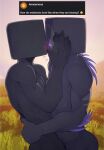  &lt;3 black_body black_skin blush blush_lines claws day duo emoji enderman endertwinks english_text finger_claws glowing glowing_eyes hand_on_back hand_on_face hi_res humanoid kissing male microsoft minecraft mojang narrowed_eyes not_furry nude outside purple_eyes side_view standing text video_games xbox_game_studios 