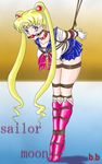  1girl amiba00 ball_gag bdsm bishoujo_senshi_sailor_moon blonde_hair blue_eyes bondage boots bound gag rope sailor_moon tied_up tsukino_usagi twintails 