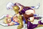  blonde_hair cassandra_alexandra cropped elbow_gloves high_heels isabella_valentine lesbian short_hair white_hair yuri 