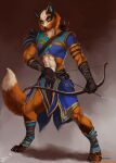  2021 anthro archer arrow athletic athletic_anthro athletic_male bow canid canine dimonis dungeons_and_dragons fox fur hasbro hi_res male mammal orange_body orange_eyes orange_fur pathfinder signature solo wizards_of_the_coast 
