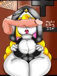  3:4 animal_humanoid anthro big_breasts big_butt blazedscarf breasts broodal butt canid duo female genitals hariet_(mario) hi_res humanoid lagomorph lagomorph_humanoid leporid leporid_humanoid male male/female mammal mammal_humanoid mario_bros nintendo nun nun_outfit penis rabbit rabbit_humanoid short_stack super_mario_odyssey thick_thighs video_games wide_hips 