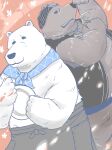  2021 anthro apron belly black_nose brown_bear brown_body brown_fur clothing dain_4201 duo fur grizzly_(shirokuma_cafe) grizzly_bear hi_res kemono male mammal overweight overweight_male polar_bear shirokuma shirokuma_cafe ursid ursine white_body white_fur 