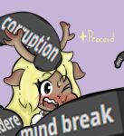  anthro antlers blonde_hair blush bodily_fluids cervid deltarune female genitals hair horn mammal nhentai noelle_holiday one_eye_closed penis penis_on_head simple_background snowgrave solo sweat tags_(disambiguation) text undertale_(series) unknown_artist video_games wink 