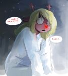  anthro blonde_hair brown_body brown_fur capreoline cervid deltarune digital_media_(artwork) female fur glowing glowing_nose hair hi_res kneeling mammal noelle_holiday reindeer shaded snow snowgrave solo text the-minuscule-task undertale_(series) video_games 