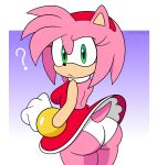  ? absurd_res amy_rose anthro butt clothing eulipotyphlan female frown gradient_background hedgehog hi_res looking_at_viewer looking_back mammal panties panty_shot rear_view sega simple_background solo sonic_the_hedgehog_(series) sournack underwear upskirt white_panties 