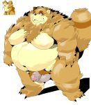  2021 absurd_res anthro balls belly brown_body brown_fur canid canine flaccid fur genitals hi_res humanoid_genitalia humanoid_penis kemono levan_zan male mammal moobs nipples obese obese_male overweight overweight_male penis pubes raccoon_dog sigenoya simple_background solo takotyutyu tanuki white_background 