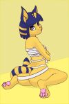  2:3 absurd_res animal_crossing ankha_(animal_crossing) anthro big_butt booponies butt crossed_arms displeased domestic_cat felid feline felis female hair hi_res mammal nintendo nipples paws short_hair sitting solo video_games 