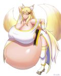  animal_humanoid belly big_belly big_breasts blonde_hair blush breasts canid canid_humanoid canine canine_humanoid cleavage clothed clothing female fox_humanoid hair hi_res huge_breasts humanoid hyper hyper_belly hyper_pregnancy kakuajialter legwear long_hair mammal mammal_humanoid pregnant solo thick_thighs thigh_highs 