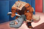  2021 abs absurd_res anal anal_penetration anthro anthro_on_anthro anthro_penetrated anthro_penetrating anthro_penetrating_anthro anthrofied arcanine armpit_hair artist_name ass_up bench big_dom_small_sub big_muscles black_sclera body_hair butt c_andreartz canid canine canis chest_hair claws clothing dominant duo fan_character footwear fur hi_res inside jockstrap jockstrap_on_face laarx locker locker_room lying male male/male male_penetrated male_penetrating male_penetrating_male mammal mane markings muscular muscular_anthro muscular_male narrowed_eyes nintendo nipples on_front on_ground pecs penetration pok&eacute;mon pok&eacute;mon_(species) red_eyes sex shoes size_difference smile sniffing tail_grab tattoo toe_claws toeless_footwear toeless_shoes tuft underwear underwear_on_face underwear_sniffing video_games wolf 