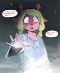  anthro blonde_hair blue_eyes brown_body brown_fur capreoline cervid deltarune digital_media_(artwork) english_text female fur glowing glowing_nose hair hi_res mammal noelle_holiday reindeer ring shaded shocked snow snowgrave solo surprise text the-minuscule-task undertale_(series) video_games 