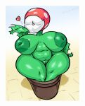  &lt;3 areola belly big_breasts blowing_kiss borisalien breasts elemental_creature elemental_humanoid female flora_fauna genitals green_body humanoid inverted_nipples leaf_arms lips mario_bros nintendo nipples not_furry piranha_plant plant plant_humanoid plant_pot pussy slightly_chubby solo thick_thighs video_games white_lips 