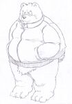  2015 anthro belly biped blush clothed clothing eyes_closed kemono male mammal meg_hoi overweight overweight_male simple_background solo ursid 