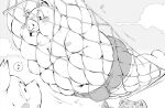  2015 anthro belly blush bulge butt canid canine clothing domestic_pig group hammock kemono lying male mammal meg_hoi monochrome moobs navel nipples outside overweight overweight_male suid suina sus_(pig) underwear 