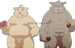  2016 anthro balls belly blush book brown_body censored duo flaccid genitals hi_res humanoid_genitalia humanoid_hands humanoid_penis kemono kisukemk777 male male/male mammal moobs muscular muscular_male overweight overweight_male penis pubes simple_background small_penis suid suina sus_(pig) tongue tongue_out white_background wild_boar 