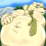  1:1 2021 anthro belly clothed clothing eyewear fur glasses hi_res humanoid_hands kemono leib_(tas) lifewonders male mammal moobs navel necktie nigauritaruto nipples open_clothing open_shirt open_topwear overweight overweight_male polar_bear shirt simple_background solo tokyo_afterschool_summoners topwear ursid ursine video_games white_body white_fur 