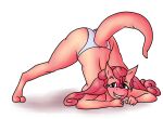  anthro big_hair bite biting_lip blush breast_squish breasts bubbletea clothed clothing digitigrade female fimoman hair hi_res jack-o&#039;_pose meme panties pink_body pink_skin pose raised_tail solo squish topless tulpa underwear unknown_species 