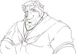  anthro blush bust_portrait canid canine canis domestic_dog exe_exem lifewonders live-a-hero male mammal portrait pubraseer sailor_hat sailor_uniform sketch solo video_games 