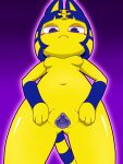  2021 3:4 3_fingers absurd_res animal_crossing ankha_(animal_crossing) ankha_zone anthro black_eyes blue_body blue_fur blue_hair breasts cervix clitoris domestic_cat egyptian eye_of_horus felid feline felis female fingers fur genitals hair half-closed_eyes headdress headdress_only headgear headgear_only hi_res looking_at_viewer looking_down looking_down_at_viewer low-angle_view mammal markings multicolored_body multicolored_fur narrowed_eyes navel nintendo nipples nude presenting presenting_cervix presenting_pussy purple_background purple_nipples purple_pussy pussy ron6nsfw simple_background solo spread_pussy spreading standing striped_markings striped_tail stripes tail_markings uraeus video_games yellow_body yellow_fur 