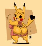  2021 absurd_res anthro anthrofied big_butt breasts butt cleft_tail clothed clothing cosplay_pikachu_(character) cosplay_pikachu_(costume) digital_media_(artwork) dipstick_ears dipstick_tail fan_character female hi_res joaoppereiraus kanna_(joaoppereiraus) looking_at_viewer looking_back mammal markings meme meme_clothing multicolored_ears multicolored_tail nintendo open_mouth open_smile pikachu pikachu_libre pok&eacute;mon pok&eacute;mon_(species) pok&eacute;morph rear_view rodent shiny_pok&eacute;mon short_stack smile solo sweater tail_markings topwear video_games virgin_killer_sweater 