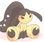  2021 2_toes ambiguous_gender anthro black_body black_hair blush feet fingers hair hair_mouth mawaifu mawile multicolored_body nintendo pok&eacute;mon pok&eacute;mon_(species) pseudo_hair red_eyes shadow signature simple_background sitting sitting_on_floor smile solo spread_legs spreading teeth toes video_games yellow_body 