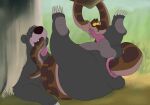  all_the_way_through anal anal_penetration balls baloo body_invasion duo fellatio genitals hi_res kaa_(jungle_book) magzol male male/male mammal oral outside penetration penile penis reptile scalie sex snake snake_impalement snaked the_jungle_book ursid 