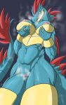  10:16 abs anthro big_breasts blush bodily_fluids breasts excessive_sweat female feraligatr genitals hi_res muscular muscular_female musk nintendo nipples pok&eacute;mon pok&eacute;mon_(species) pussy solo spicyocean sweat video_games 