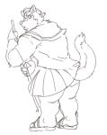  anthro bottomwear broom canid canine canis cleaning_tool clothed clothing crossdressing domestic_dog exe_exem lifewonders live-a-hero looking_back male mammal pubraseer sailor_hat sailor_uniform sketch skirt solo sweeping video_games 