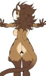  2021 anthro breasts brown_body brown_fur brown_hair butt digital_media_(artwork) felid feline female fur green_eyes hair hi_res jijis-waifus looking_at_viewer looking_back looking_back_at_viewer mammal simple_background solo spots tan_body tan_fur white_background 