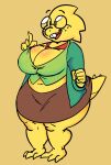  absurd_res alphys anthro barefoot beady_eyes belly big_breasts bottomwear breasts buckteeth chubby_anthro chubby_female clothed clothing curvy_figure deltarune eyewear feet female freckles gesture glasses hi_res huge_breasts jacket lizard midriff mrxharlequinn navel necktie non-mammal_breasts open_mouth open_smile pointing pointing_up reptile scales scalie shirt simple_background skimpy skirt slightly_chubby smile solo spines standing tail_spines teeth thick_tail thick_thighs topwear undertale undertale_(series) video_games voluptuous wide_hips yellow_body yellow_scales yellow_spines 