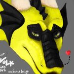  &lt;3 1:1 black_body black_scales digital_media_(artwork) dragon feral gift grey_background heart_reaction horn icon looking_at_viewer male portrait ryuukiiroi scales scalie simple_background smile solo text three-quarter_portrait volkkiiroi western_dragon yellow_body yellow_eyes yellow_scales 