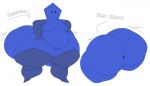  2021 anthro armwear big_butt blue_body blue_boots blue_clothing blue_footwear blue_skin boots butt clothing cyanu elbow_gloves english_text fan_character female footwear for_a_head gloves handwear huge_butt hyper hyper_butt object_head overweight pentagon_(shape) shape simple_background solo tagme text white_background 