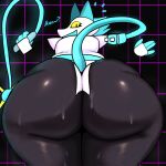  1:1 2021 ? anthro big_butt black_body bodily_fluids butt clothed clothing deltarune digital_media_(artwork) felid feline female hi_res holding_object holding_weapon huge_butt inuzu looking_back machine mammal open_mouth rear_view robot simple_background smile solo sweat tasque_manager thick_thighs undertale_(series) video_games weapon whip wide_hips 