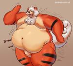  2021 anthro anthrofied asian_clothing belly bulge canid canine clothing east_asian_clothing fundoshi hi_res hisuian_growlithe japanese_clothing male mammal moobs navel nintendo nipples obese obese_male orange_body overweight overweight_male pok&eacute;mon pok&eacute;mon_(species) pokemon_legends_arceus regional_form_(pok&eacute;mon) shibadoodles simple_background solo text underwear video_games white_clothing white_fundoshi white_underwear 