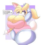  absurd_res anthro archie_comics arizonathevixen big_breasts breasts bulging_breasts bunnie_rabbot cleavage cleavage_overflow clothed clothing dialogue english_text female hi_res huge_breasts lagomorph leporid mammal rabbit sega solo sonic_the_hedgehog_(archie) sonic_the_hedgehog_(comics) sonic_the_hedgehog_(series) text 