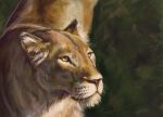  anoroth digital_media_(artwork) felid female feral front_view fur lion mammal nature nature_background pantherine realistic solo study walking whiskers 