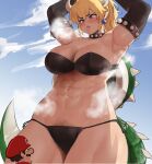  abs alternate_species animal_humanoid big_breasts blonde_hair blue_eyes bowser bowsette_meme breasts crossgender crown female hair hi_res horn horned_humanoid human humanoid humanoid_pointy_ears humanoidized larger_female male mammal mario mario_bros meme muscular muscular_female musk nintendo pubes scalie size_difference smaller_male smell solo_focus super_crown video_games yotahen yotamono 
