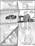  anthro bed bodily_fluids clothed clothing comic dialogue dipstick_ears disney english_text felid female furniture greyscale group hi_res judy_hopps lagomorph leporid lion mammal monochrome multicolored_ears pantherine pillow police_badge police_uniform rabbit scut_tail short_tail tail_tuft tears text the_gory_saint tuft uniform young zootopia 