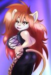  anthro big_breasts breasts butt clothed clothing felid female hair hand_on_hip hi_res lion long_hair mammal pantherine solo solratic 