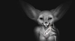  2021 5_fingers anthro black_background breasts canid canine chest_tuft digital_media_(artwork) female fennec fingers fox inner_ear_fluff ipoke light lighting mammal shaded simple_background solo tuft 