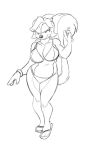  anthro big_breasts bikini breasts cleavage clothed clothing female footwear gloves greta handwear lapinbeau mammal mephitid monochrome sandals skunk smile swimwear wide_hips 