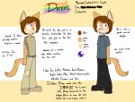  2019 anthro brown_body brown_fur brown_hair canid canine canis clothing coyote dennis_(sandwich-anomaly) digital_media_(artwork) english_text feet fingers footwear fur hair hi_res looking_at_viewer male mammal model_sheet multicolored_body multicolored_fur purple_eyes sandwich-anomaly shoes simple_background smile solo standing tan_body tan_fur teeth text 