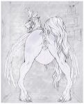  2021 absurd_res anthro anthrofied anus belly bent_over big_belly butt edit equid equine female fetlocks friendship_is_magic gaping gaping_pussy genitals hair hasbro hi_res hooves horn long_hair looking_back mammal monochrome my_little_pony nude phathusa pregnant presenting princess_celestia_(mlp) pubes pussy raised_tail sex_toy shampoo shower signature solo towel water wet winged_unicorn wings 