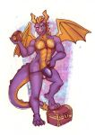  activision anthro bedroom_eyes bulge clothing dragon fantasy hi_res male muscular muscular_male narrowed_eyes patchbun seductive solo spyro spyro_the_dragon thong treasure underwear video_games 