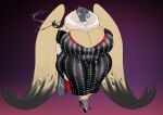  abstract_background accipitrid accipitriform anthro armwear avian beak bedroom_eyes big_breasts bird bracelet breasts brown_body brown_eyes brown_feathers cigarette_holder cleavage clothed clothing crovirus curvy_figure dipstick_feathers dipstick_wings ear_piercing ear_ring elbow_gloves eyelashes eyeshadow feathers female gloves handwear high_heels huge_breasts hyper hyper_breasts jewelry looking_at_viewer lulu_(grind3r) makeup mature_anthro mature_female narrowed_eyes neck_tuft necklace old_world_vulture piercing purple_eyeshadow ring seductive slightly_chubby smile solo tan_body tan_feathers thick_thighs tuft voluptuous vulture wide_hips wings yellow_sclera 
