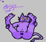  5_toes anthro anus balls blush chest_tuft chubby_male domestic_cat feet felid feline felis fur genitals green_eyes holding_legs holding_legs_up lav77_(artist) maine_coon male mammal microsoft_paint nipples pawpads penis presenting septim_mimiko small_penis solo toes tuft 